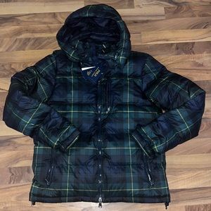 🔥NWOT Polo by Ralph Lauren Green and Blue Plaid Puffer Jacket
